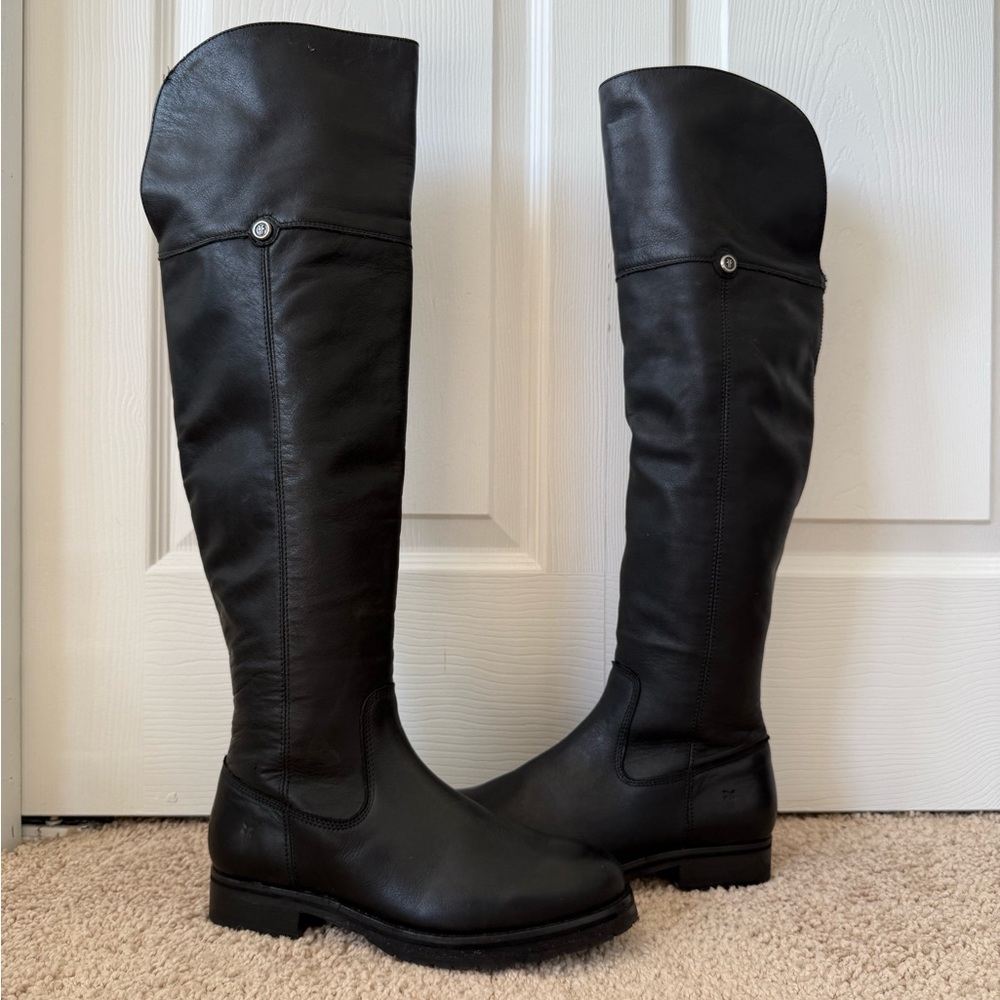 Frye Melissa Leather Over-The-Knee Boots in black size 6